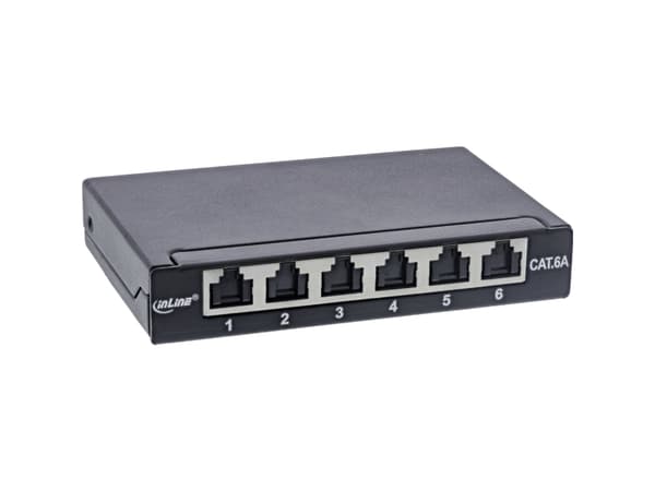 InLine 76816B, RJ45, Cat6a, Sort, Rackmontering, 0.5U, 23 mm Sort