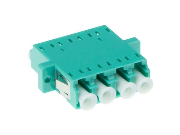 ACT Fiber optic LC quad adapter OM3. Connectors: LC/LC Lc quad adapter om3/om4 aqua (EA9008)