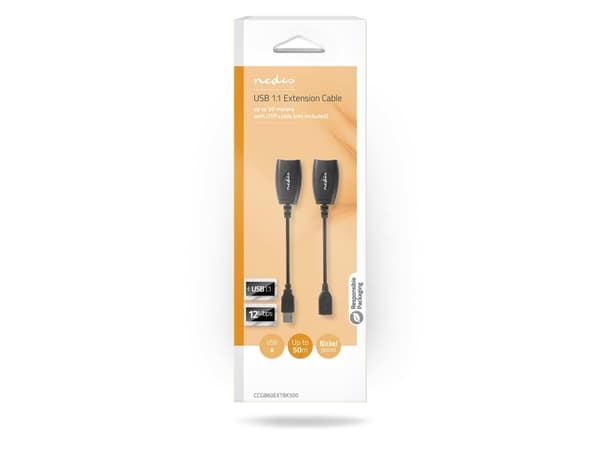 Nedis CCGB60EXTBK500, 0,2 m, RJ-45, USB 1.1 Type-A
