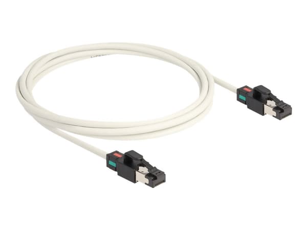 Delock - Patch-kabel - RJ-45 (hane) till RJ-45 (hane) - 2 m - 5 mm - S/FTP - CAT 6a - halogenfri, formpressad, hakfri - vit