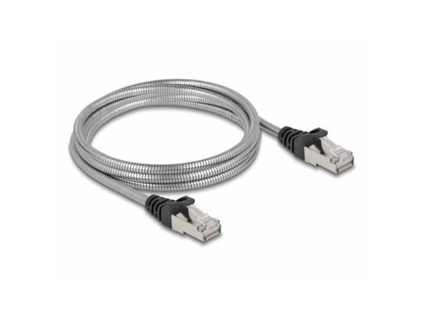 Delock - Patchkabel - RJ-45 (han) til RJ-45 (han) - 2 m - 4,9 mm - U/FTP - CAT 6a - halogenfri, formet, knastfri - sølv