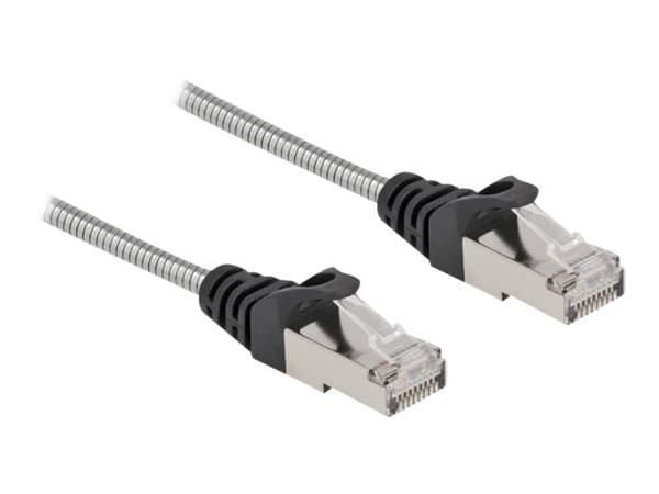 Delock - Patchkabel - RJ-45 (han) til RJ-45 (han) - 2 m - 4,9 mm - U/FTP - CAT 6a - halogenfri, formet, knastfri - sølv