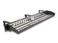 Miniatyrbilde 2 av 5: Delock - Koblingspanel - with 3 hooks, strain relief - skapmonterbar - svart - 1U - 19" - 16 porter