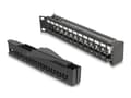 Miniatyrbilde 4 av 5: Delock - Koblingspanel - angled, with strain relief - skapmonterbar - svart, RAL 9005 - 1U - 19" - 24 porter