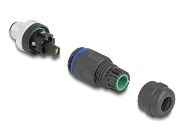 Delock - Elkontakt - 5 pin M12-A (hona) till skruvterminal - 60 V - 4 A - svart