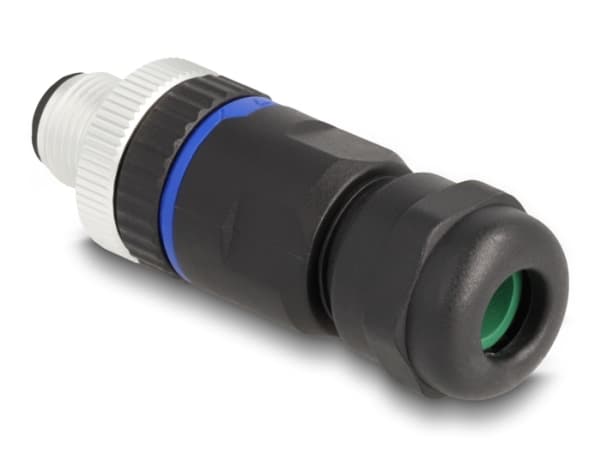 Delock - Elkontakt - 5 pin M12-A (hona) till skruvterminal - 60 V - 4 A - svart