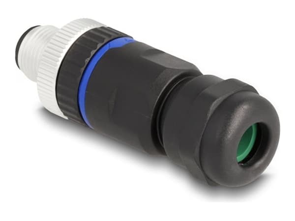 Delock - Elkontakt - 5 pin M12-A (hona) till skruvterminal - 60 V - 4 A - svart