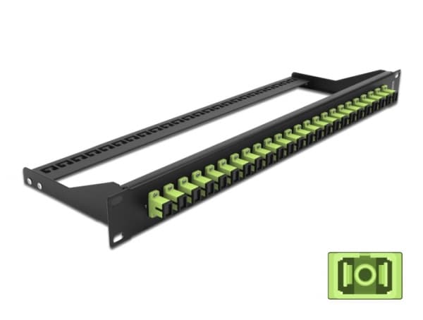 Delock - Patch-panel - rackmontering - SC MM X 24 - svart, limegrön - 1U - 19"