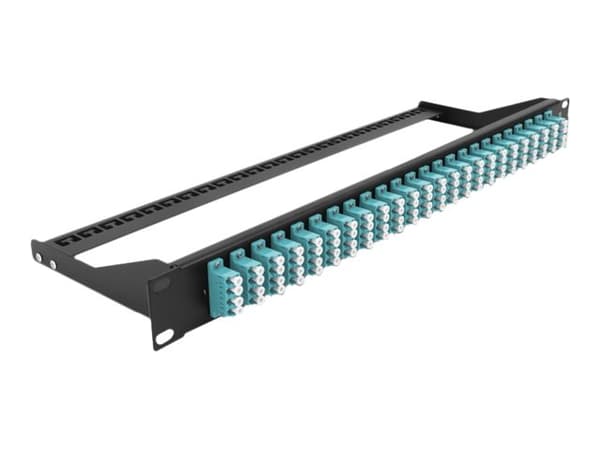 Delock - Patch-panel - rackmontering - LC Quad MM x 24 - svart, havsblå - 1U - 19" Aqua, Svart