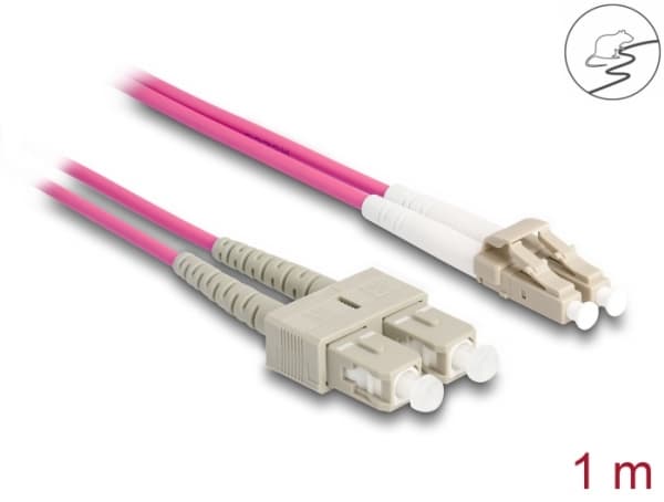 Delock - Nettverkskabel - LC multimodus (hann) til SC multimodus (hann) - 1 m. - 3 mm - fiberoptikk - dupleks - 50 / 125 my - OM4 - halogenfri - fiol