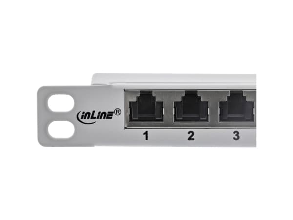 InLine 76824L, RJ45, Cat6a, Grå, Rackmontering, 0.5U, 23 mm