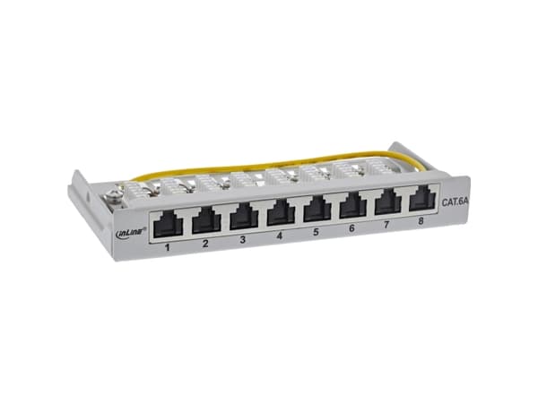 InLine 76818A, RJ45, Cat6a, Grå, Veggmontering, 0.5U, 23 mm