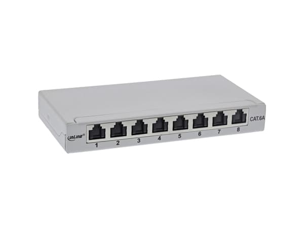 InLine 76818A, RJ45, Cat6a, Grå, Veggmontering, 0.5U, 23 mm Grå