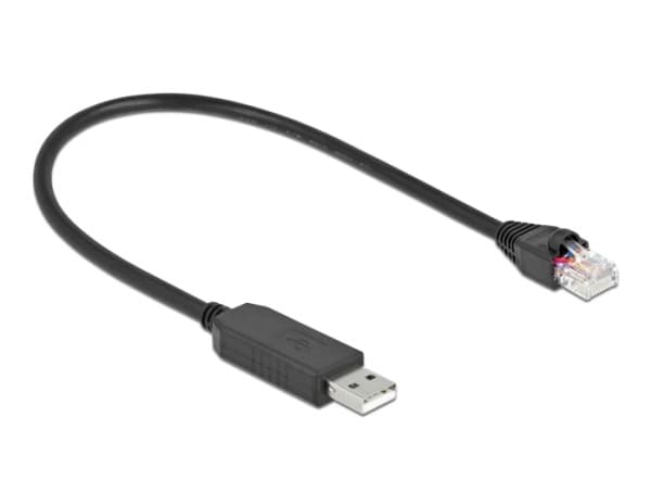 Delock - Seriell adapter - USB (hann) til RJ-45 (hann) - 25 cm - USB / USB 2.0 / EIA-232 - svart