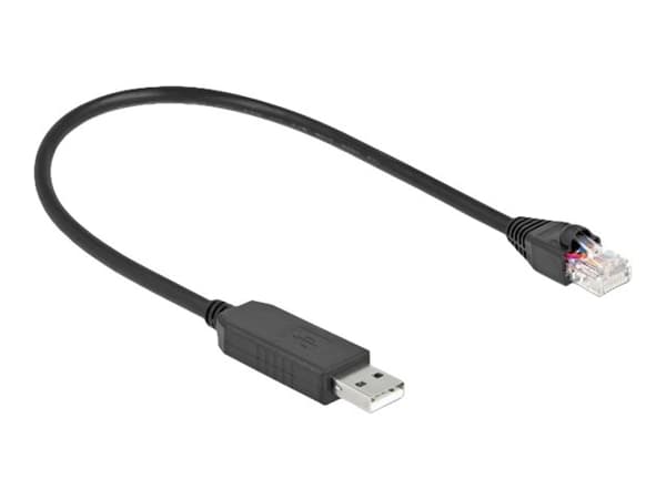 Delock - Seriell adapter - USB (hann) til RJ-45 (hann) - 25 cm - USB / USB 2.0 / EIA-232 - svart