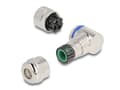 Miniatyrbilde 4 av 4: Delock - Strømkontakt - 3-stifts M12 (hunn) vinklet til 3-pole screw terminal (hunn) vinklet - 250 V - 4 A - A-coded - svart