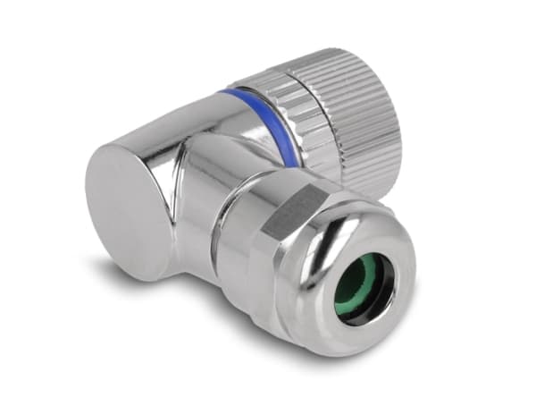 Delock - Strømkontakt - 3-stifts M12 (hunn) vinklet til 3-pole screw terminal (hunn) vinklet - 250 V - 4 A - A-coded - svart