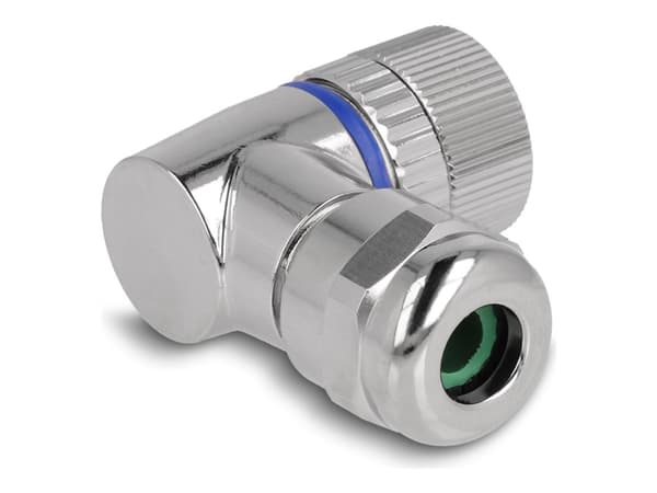 Delock - Strømkontakt - 3-stifts M12 (hunn) vinklet til 3-pole screw terminal (hunn) vinklet - 250 V - 4 A - A-coded - svart