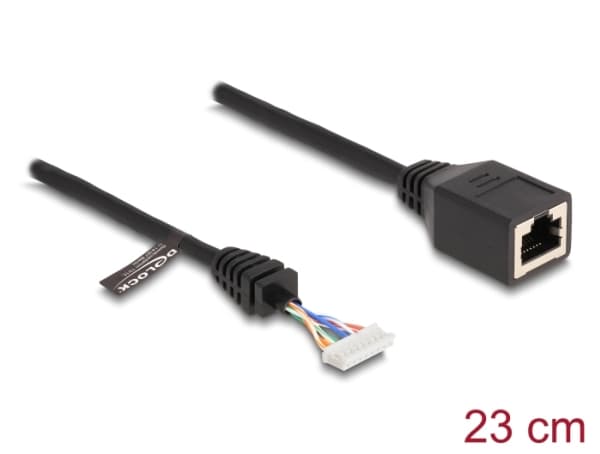 Delock-kaapeli RJ45-liitännästä tolppaliitäntään 2,00 mm 8 Pin Cat.5e 23 cm musta