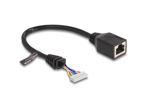Delock-kaapeli RJ45-liitännästä tolppaliitäntään 2,00 mm 8 Pin Cat.5e 23 cm musta
