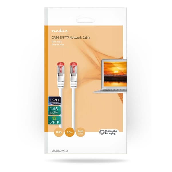 Nedis CAT6 Verkkokaapeli | RJ45 uros | RJ45 uros | S/FTP | 5.00 m | Sisäkäyttöön | Pyöreä | LSZH | Valkoinen | Laatikko