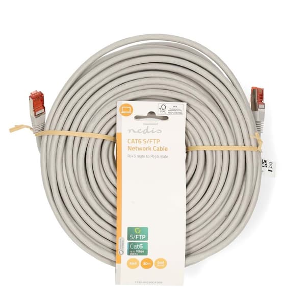 Nedis CAT6 Nettverkskabel | RJ45 Han | RJ45 Han | SF/UTP | 30.0 m | Rund | PVC | Grå | Label