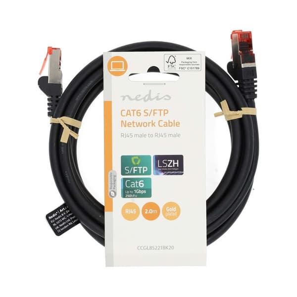 Nedis CAT6 Nettverkskabel | RJ45 Han | RJ45 Han | S/FTP | 2.00 m | Rund | LSZH | Sort | Label