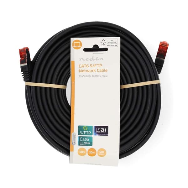 Nedis CAT6 Nettverkskabel | RJ45 Han | RJ45 Han | S/FTP | 20.0 m | Rund | LSZH | Sort | Label
