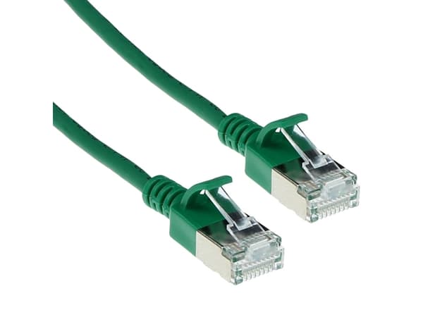 ACT Green 1 meter LSZH U/FTP CAT6A datacenter slimline patch cable snagless with RJ45 connectors (DC7701)