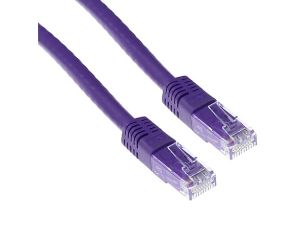 ACT Purple 5 meter U/UTP CAT5E patch cable with RJ45 connectors. Cat5e u/utp purple 5.00m (IB4705)