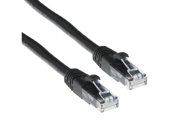 ACT Black 0.25 meter U/UTP CAT6A patch cable snagless with RJ45 connectors