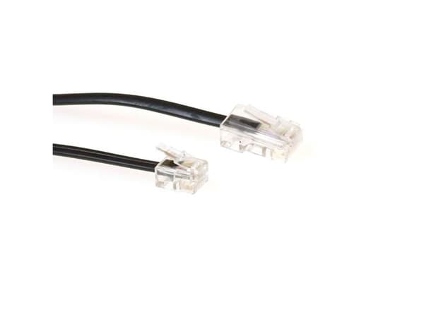 ACT Black 3 meter flat telephone cable with RJ11 and RJ45 connectors. Rj45-rj11 cable black 3.00m (TD5308)