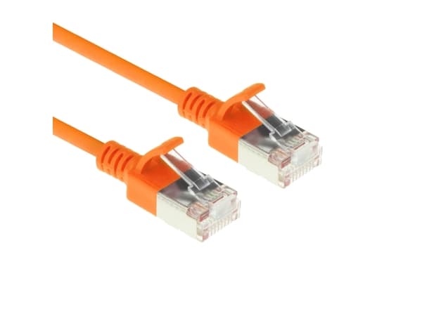 ACT Orange 1.5 meter LSZH U/FTP CAT6A datacenter slimline patch cable snagless with RJ45 connectors (DC7151)