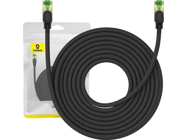 Baseus flätad kat. 8 Baseus Ethernet RJ45 nätverkskabel, 40Gbps, 10m (svart)