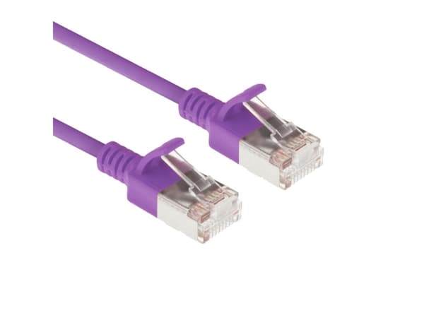 ACT Purple 3 meter LSZH U/FTP CAT6A datacenter slimline patch cable snagless with RJ45 connectors (DC7303)