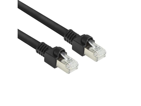 ACT Black 20 meters S/FTPCat.7 Rohkabel PUR flex patch cable snagless with RJ45 connectors (CAT6A compliant) (FB8520)