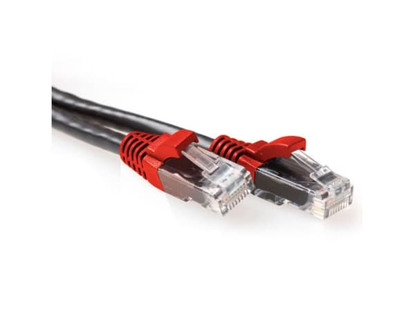 ACT Black 3 meter U/UTP CAT6A patch cable cross with RJ45 connectors. Cat6a u/utp cross bk/rd 3.00m (IB6203)