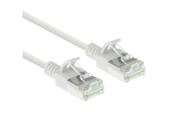 ACT White 0.25 meter LSZH U/FTP CAT6A datacenter slimline patch cable snagless with RJ45 connectors (DC6952)