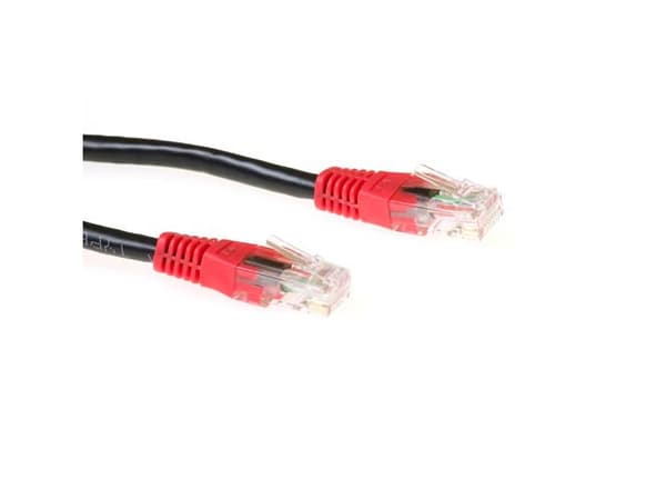 ACT Black 1 meter U/UTP CAT6 patch cable cross with RJ45 connectors. Cat6 u/utp cross bk/rd 1.00m (IB8101)