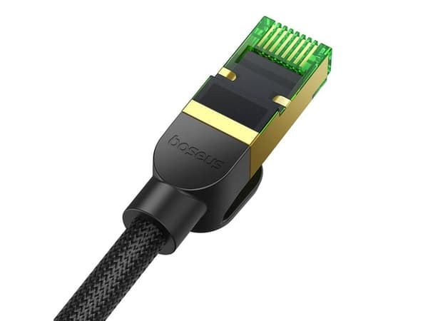 Baseus kategori 8 flettet nettverkskabel Baseus Ethernet RJ45, 40 Gbps, 1,5 m (svart)