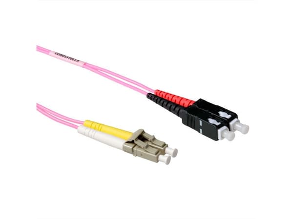 ACT 3 meter LSZH Multimode 50/125 OM4 fiber patch cable duplex with LC and SC connectors. Lc-sc 50/125 om4 duplex 3.00m (RL8703)