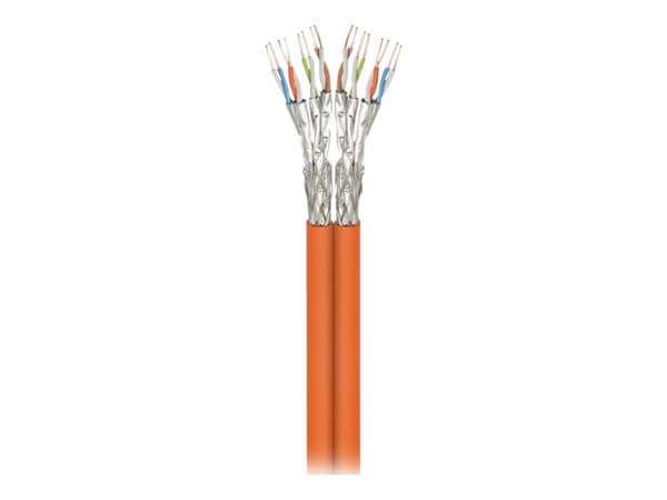 goobay - Bulkkabel - 500 m - SFTP, PiMF - dupleks - CAT 7a - IEEE 802.3 - halogenfri, rund, solid - oransje