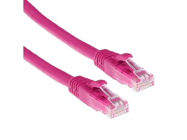 ACT Pink 2 meter U/UTP CAT6A patch cable snagless with RJ45 connectors. Cat6a u/utp snagless pk 2.00m (IB2402)