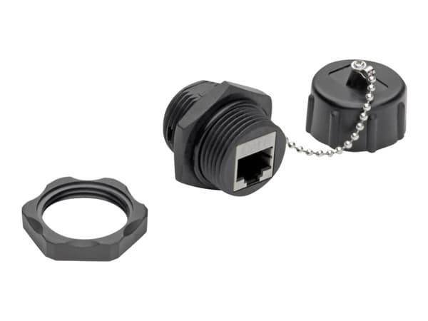 Eaton Tripp Lite Series RJ45 Bulkhead Coupler for Cat5/Cat6, Female to Female, Shielded, Industrial, Dust Cap - IP68, TAA - Modulinnlegg (kopling) -