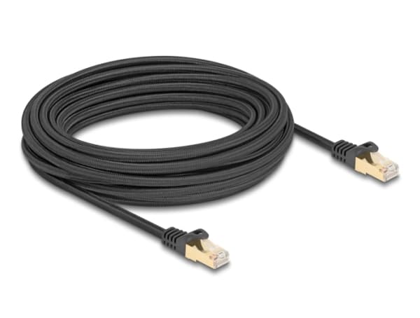 Delock RJ45 nettverkskabel med flettet kappe Cat.6A S/FTP plugg til plugg 10 m svart (80322)