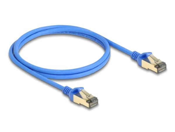 Delock - Nettverkskabel - RJ-45 (hann) til RJ-45 (hann) - 1 m - 4.9 mm - FTP - CAT 8.1 - halogenfri, uten hindringer, slank - blå