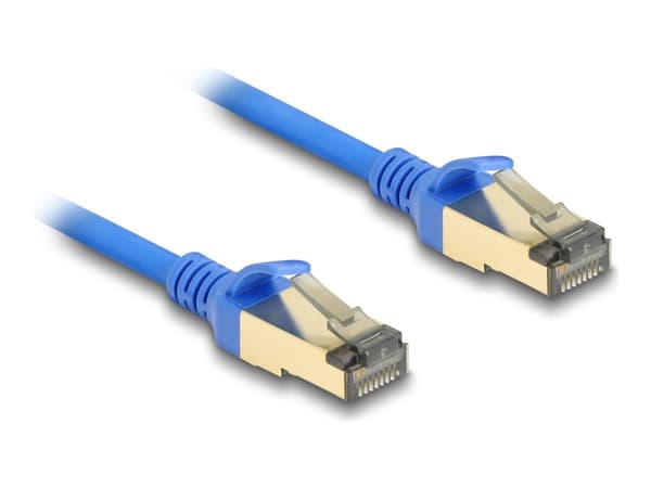 Delock - Nettverkskabel - RJ-45 (hann) til RJ-45 (hann) - 1 m - 4.9 mm - FTP - CAT 8.1 - halogenfri, uten hindringer, slank - blå