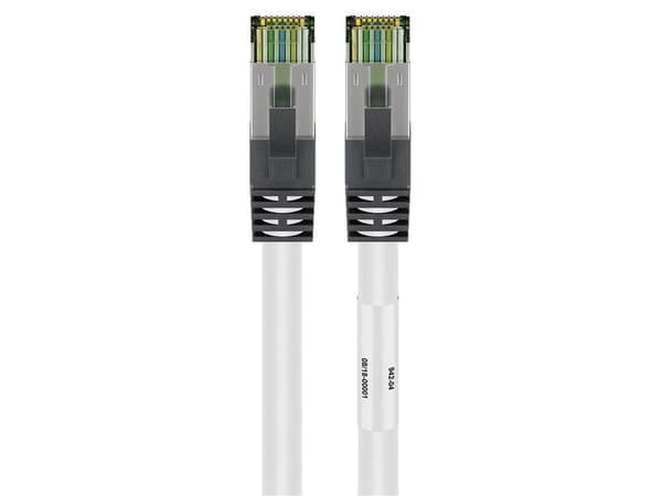 goobay - Koblingskabel - RJ-45 (hann) til RJ-45 (hann) - 25 cm - SFTP, PiMF - CAT 8.1 - halogenfri, formstøpt, uten hindringer, flertrådet - hvit