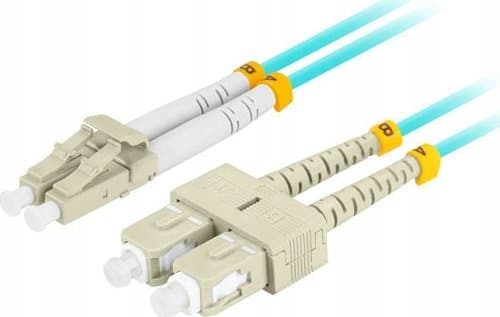 FIBEROPTISK LØPEKORD MM LC/UPC-SC/UPC DUPLEX 3,0MM OM3 50/125 LSZH 3M AQUA LANBERG