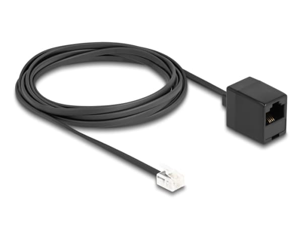 Delock - Telefonkabel - RJ-11 (hane) till RJ-45 (hona) - 3 m - platt - svart